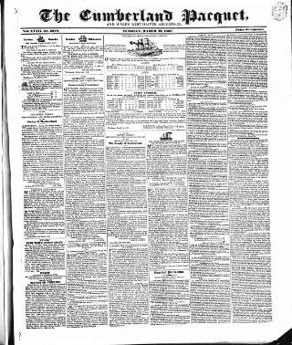 cover page of Cumberland Pacquet and Ware's Whitehaven Advertiser published on March 19, 1833