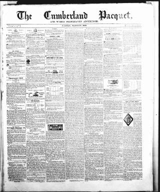 cover page of Cumberland Pacquet and Ware's Whitehaven Advertiser published on March 19, 1839