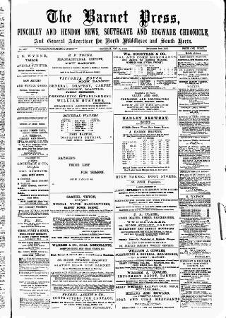 cover page of Barnet Press published on November 2, 1889