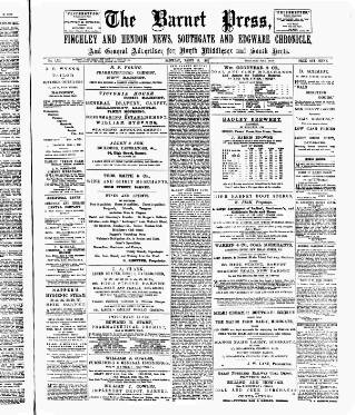 cover page of Barnet Press published on March 19, 1892