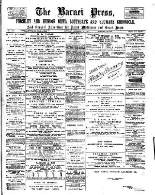 cover page of Barnet Press published on September 17, 1904