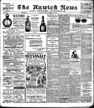 cover page of Hawick News and Border Chronicle published on September 17, 1909