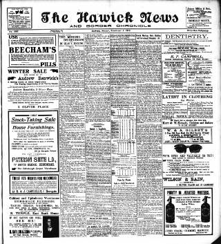 cover page of Hawick News and Border Chronicle published on February 2, 1912