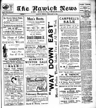 cover page of Hawick News and Border Chronicle published on February 2, 1923