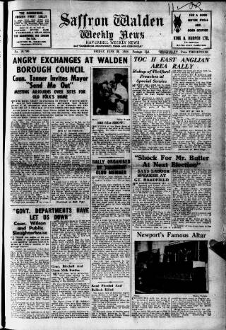 cover page of Saffron Walden Weekly News published on June 18, 1954