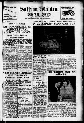 cover page of Saffron Walden Weekly News published on May 4, 1956