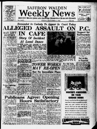 cover page of Saffron Walden Weekly News published on November 2, 1962