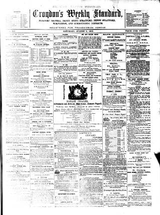 cover page of Bucks Standard published on August 2, 1873