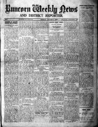 cover page of Runcorn Weekly News published on August 2, 1918