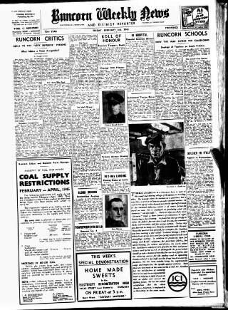 cover page of Runcorn Weekly News published on February 2, 1945