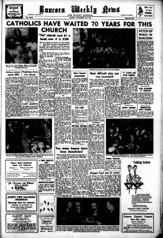 cover page of Runcorn Weekly News published on November 2, 1956