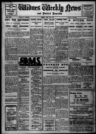 cover page of Widnes Weekly News and District Reporter published on June 18, 1937