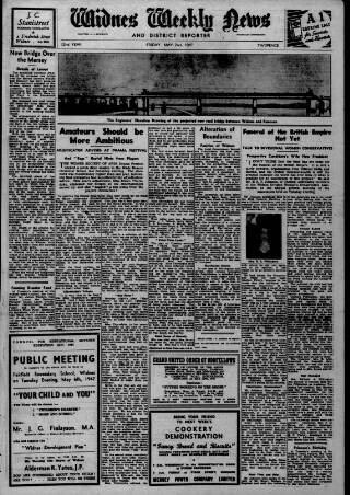 cover page of Widnes Weekly News and District Reporter published on May 2, 1947