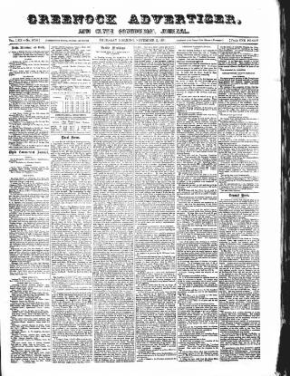 cover page of Greenock Advertiser published on November 2, 1871