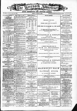 cover page of Greenock Advertiser published on June 18, 1880