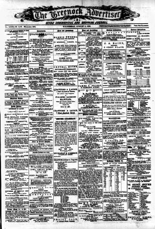 cover page of Greenock Advertiser published on August 2, 1882