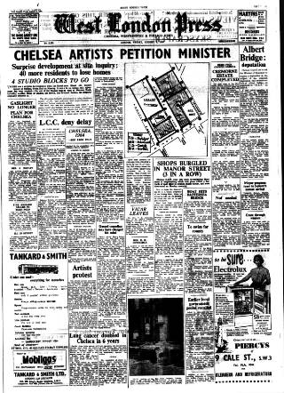 cover page of Chelsea News and General Advertiser published on August 2, 1957