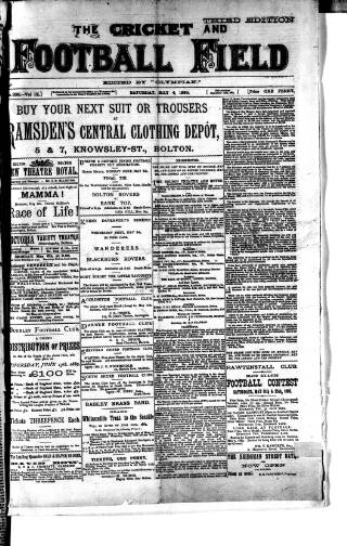 cover page of Cricket and Football Field published on May 4, 1889