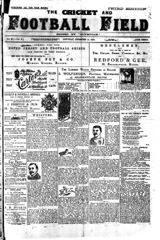 cover page of Cricket and Football Field published on December 14, 1889