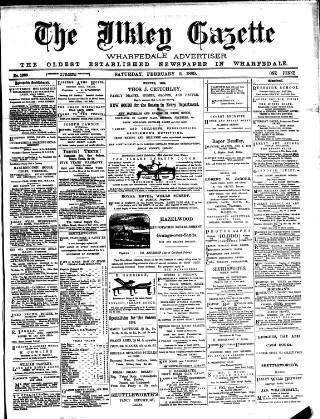 cover page of Ilkley Gazette and Wharfedale Advertiser published on February 2, 1889