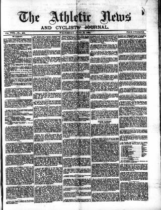 cover page of Athletic News published on June 18, 1884