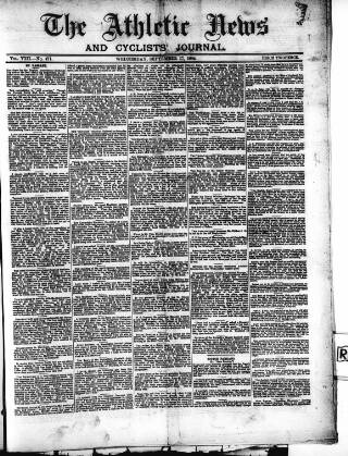 cover page of Athletic News published on September 17, 1884