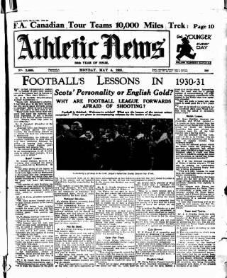cover page of Athletic News published on May 4, 1931