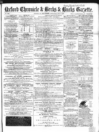 cover page of Oxford Chronicle and Reading Gazette published on November 2, 1867
