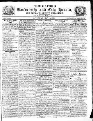 cover page of Oxford University and City Herald published on May 4, 1816