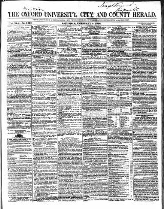 cover page of Oxford University and City Herald published on February 2, 1850