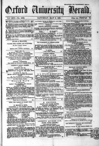 cover page of Oxford University and City Herald published on May 2, 1868