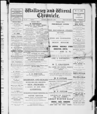 cover page of Wallasey and Wirral Chronicle published on February 2, 1889