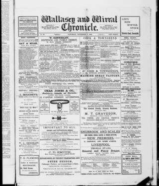 cover page of Wallasey and Wirral Chronicle published on November 2, 1889