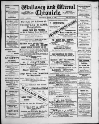 cover page of Wallasey and Wirral Chronicle published on March 15, 1893