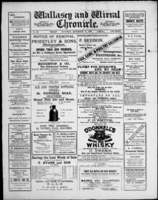cover page of Wallasey and Wirral Chronicle published on September 23, 1893