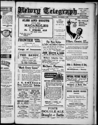 cover page of Newry Telegraph published on November 2, 1943