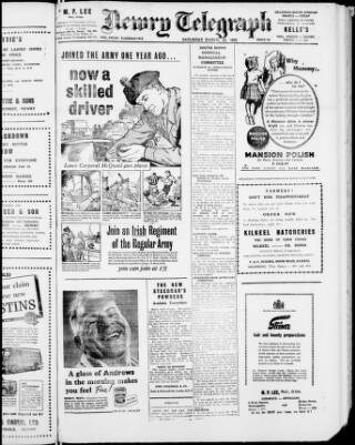 cover page of Newry Telegraph published on March 19, 1955