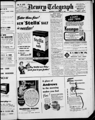 cover page of Newry Telegraph published on September 17, 1955