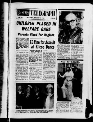 cover page of Newry Telegraph published on February 2, 1963