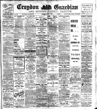 cover page of Croydon Guardian and Surrey County Gazette published on August 2, 1913