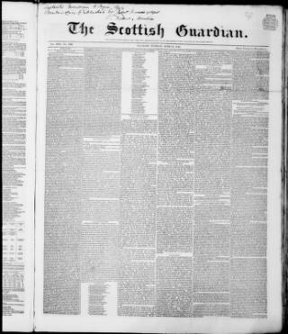 cover page of Scottish Guardian (Glasgow) published on June 18, 1844