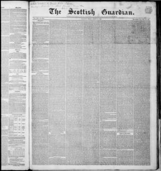 cover page of Scottish Guardian (Glasgow) published on March 19, 1852