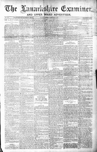 cover page of Lanarkshire Upper Ward Examiner published on February 2, 1889