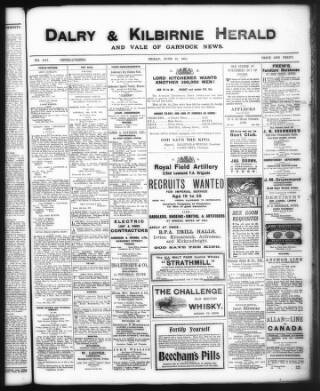 cover page of Dalry & Kilbirnie Herald and Vale of Garnock News published on June 18, 1915