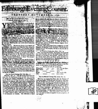 cover page of Edinburgh Courant published on November 22, 1750