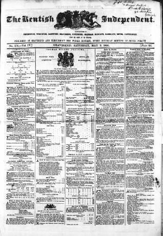 cover page of Kentish Independent published on May 2, 1846