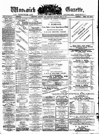 cover page of Woolwich Gazette published on May 2, 1874