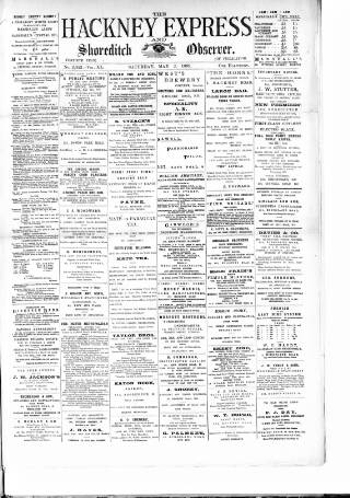 cover page of Shoreditch Observer published on May 2, 1896