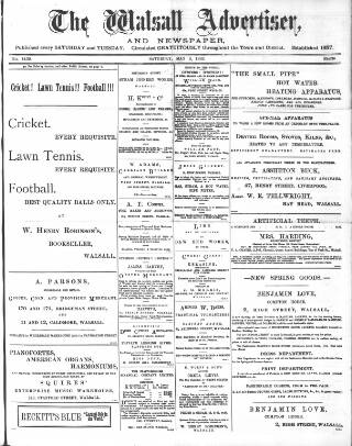 cover page of Walsall Advertiser published on May 2, 1885