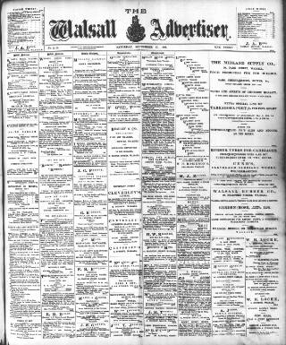 cover page of Walsall Advertiser published on September 17, 1898